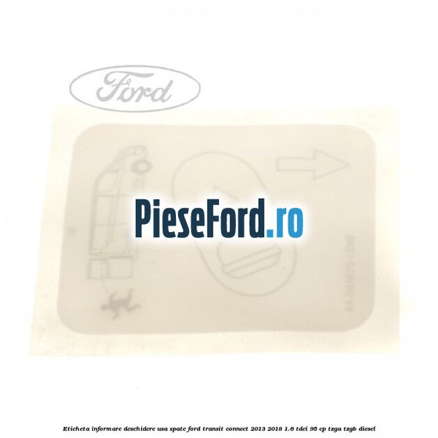Eticheta informare deschidere usa spate Ford Transit Connect 2013-2018 1.6 TDCi 95 cp TZGA, TZGB diesel