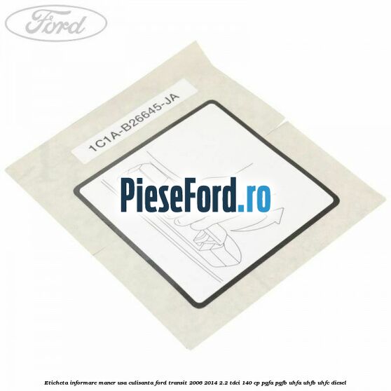 Eticheta informare maner usa culisanta Ford Transit 2006-2014 2.2 TDCi 140 cp PGFA, PGFB, UHFA, UHFB, UHFC diesel