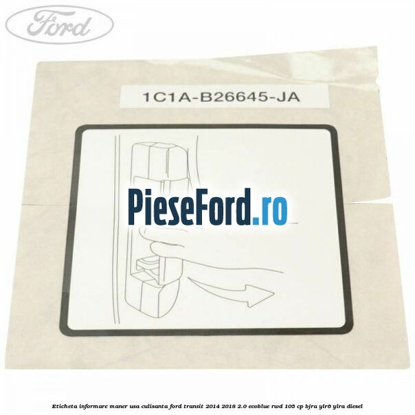 Eticheta informare maner usa culisanta Ford Transit 2014-2018 2.0 EcoBlue RWD 105 cp BJRA, YLR6, YLRA diesel