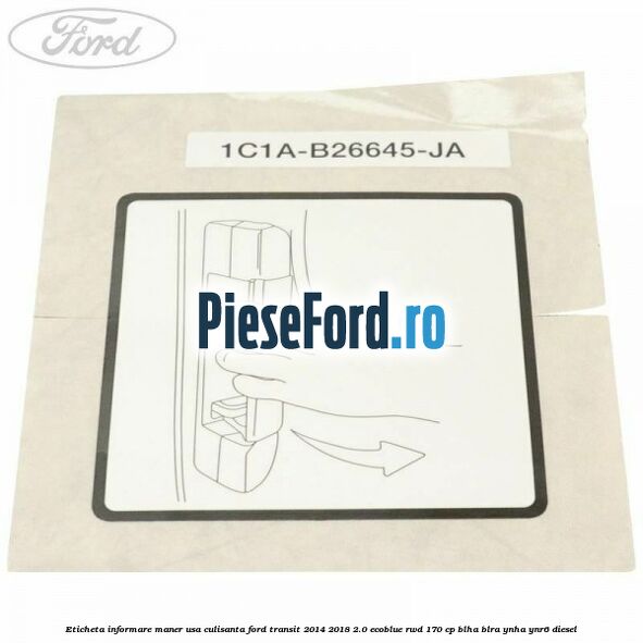 Eticheta informare maner usa culisanta Ford Transit 2014-2018 2.0 EcoBlue RWD 170 cp BLHA, BLRA, YNHA, YNR6 diesel