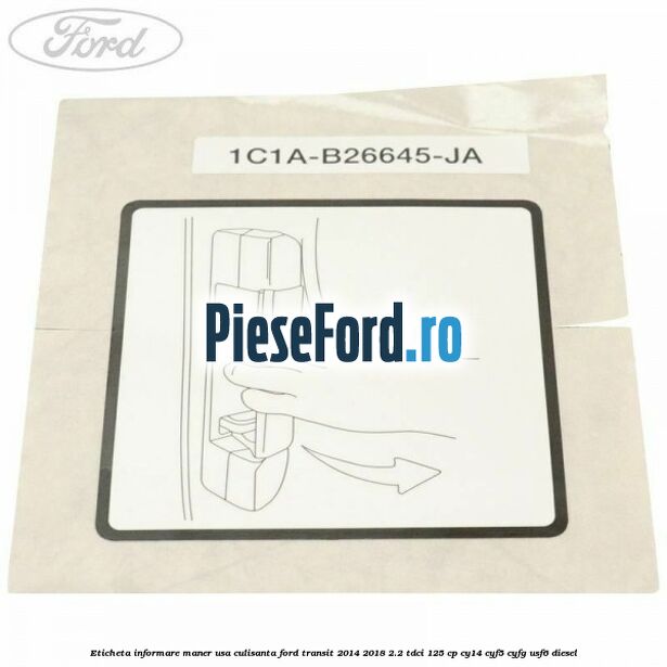 Eticheta informare maner usa culisanta Ford Transit 2014-2018 2.2 TDCi 125 cp CY14, CYF5, CYFG, USF6 diesel