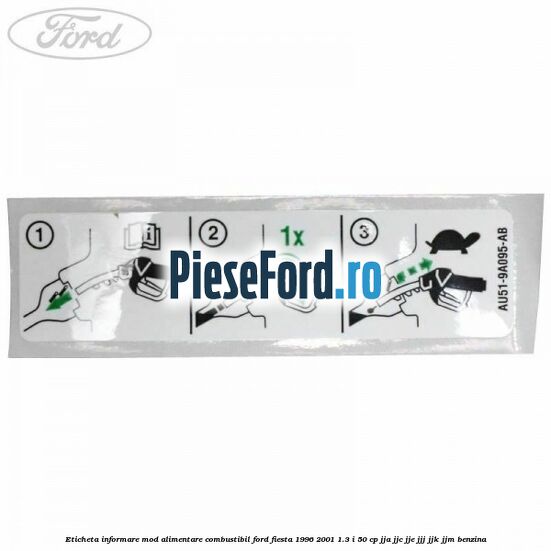 Eticheta informare mod alimentare combustibil Ford Fiesta 1996-2001 1.3 i 50 cp JJA, JJC, JJE, JJJ, JJK, JJM benzina