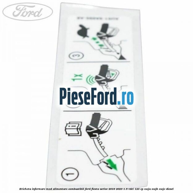 Eticheta informare mod alimentare combustibil Ford Fiesta Active 2018-2023 1.5 TDCi 120 cp Eticheta informare mod alimentare combustibil Ford Fiesta Active 2018-2023 1.5 TDCi 120 cp XWJA, XWJB, XWJC diesel