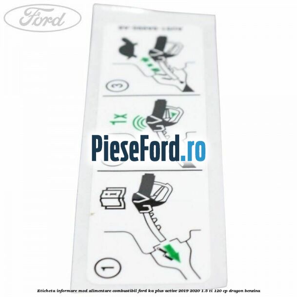 Eticheta informare mod alimentare combustibil Ford Ka plus Active 2019-2020 1.5 Ti 120 cp dragon benzina