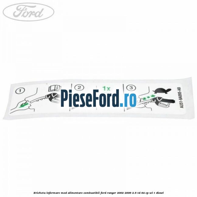 Eticheta informare mod alimentare combustibil Ford Ranger 2002-2006 2.5 TD 84 cp WL-T diesel