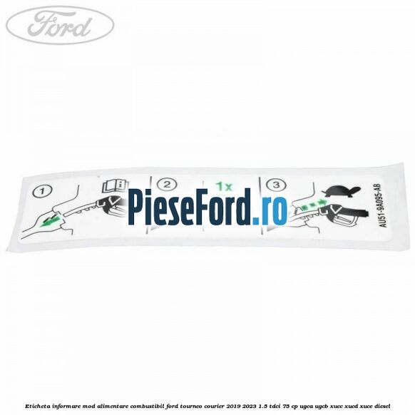 Eticheta informare mod alimentare combustibil Ford Tourneo Courier 2019-2023 1.5 TDCi 75 cp UGCA, UGCB, XUCC, XUCD, XUCE, diesel