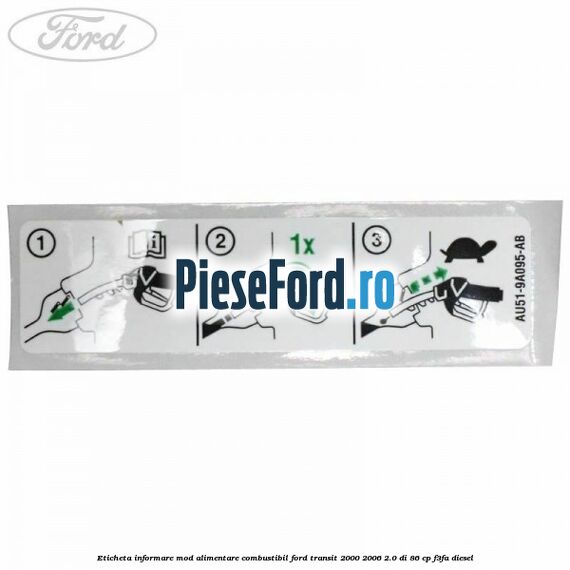 Eticheta informare mod alimentare combustibil Ford Transit 2000-2006 2.0 DI 86 cp F3FA diesel