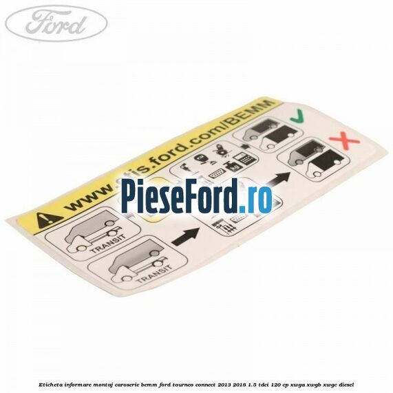Eticheta informare montaj caroserie BEMM Ford Tourneo Connect 2013-2018 1.5 TDCi 120 cp XWGA, XWGB, XWGC diesel