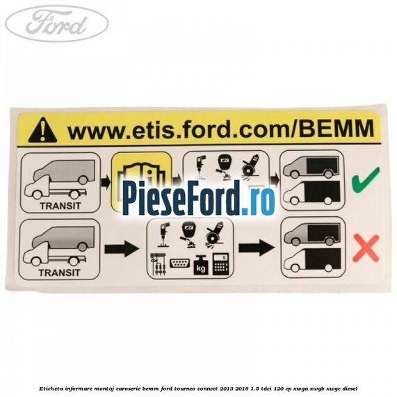 Eticheta informare montaj caroserie BEMM Ford Tourneo Connect 2013-2018 1.5 TDCi 120 cp XWGA, XWGB, XWGC diesel
