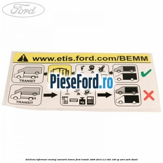 Eticheta informare montaj caroserie BEMM Ford Transit 2006-2014 2.2 TDCi 136 cp Eticheta informare montaj caroserie BEMM Ford Transit 2006-2014 2.2 TDCi 136 cp USRA, USRB diesel