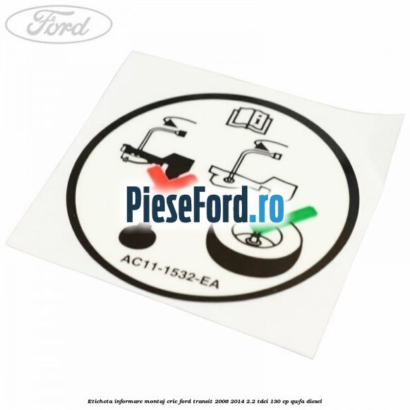 Eticheta informare montaj cric Ford Transit 2006-2014 2.2 TDCi 130 cp QWFA diesel
