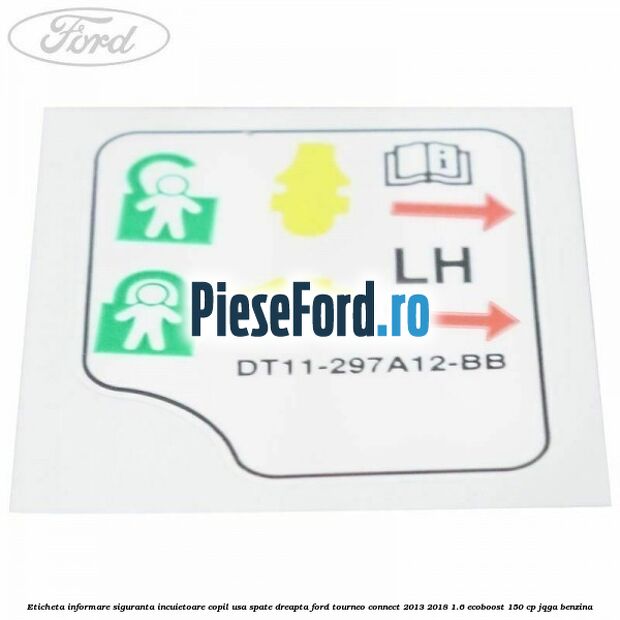 Eticheta informare siguranta incuietoare copil usa spate dreapta Ford Tourneo Connect 2013-2018 1.6 EcoBoost 150 cp JQGA benzina
