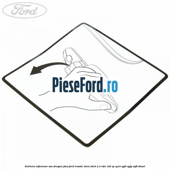 Eticheta informare usa dreapta fata Ford Transit 2014-2018 2.2 TDCi 125 cp CY14, CYF5, CYFG, USF6 diesel