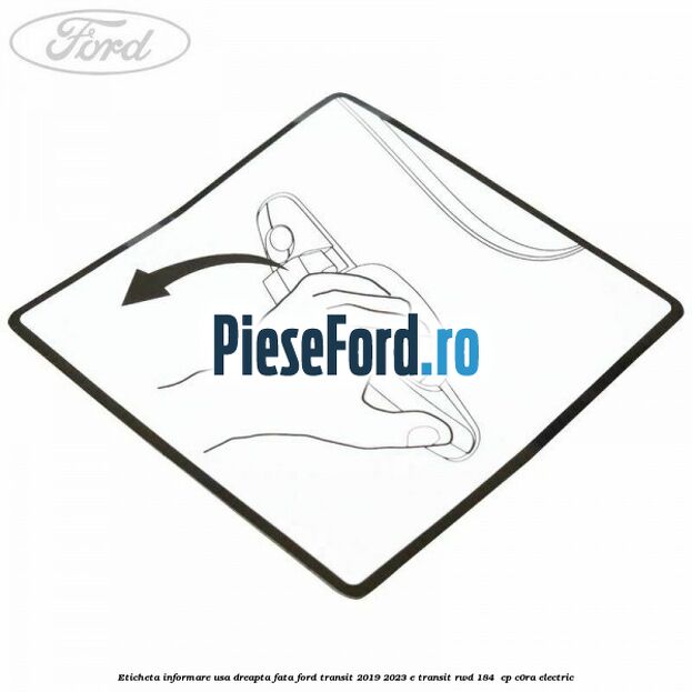 Eticheta informare usa dreapta fata Ford Transit 2019-2023 E-TRANSIT RWD 184  cp C0RA electric