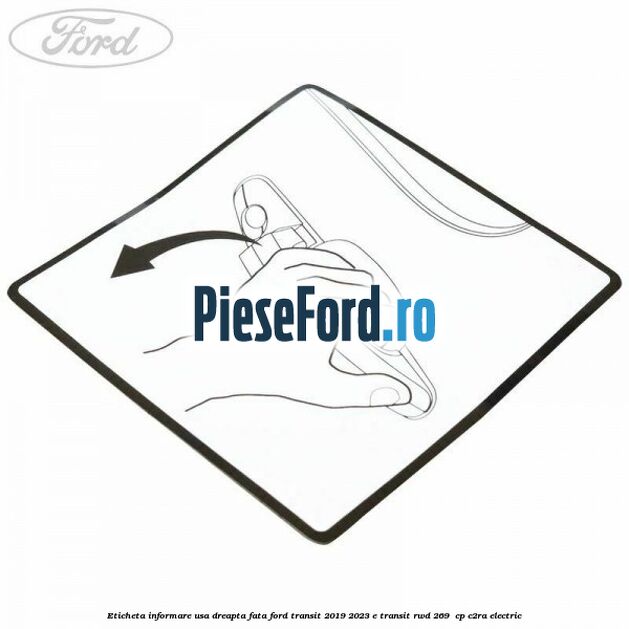 Eticheta informare usa dreapta fata Ford Transit 2019-2023 E-TRANSIT RWD 269  cp C2RA electric