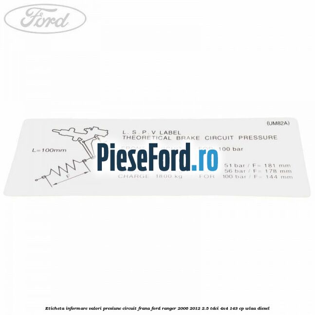 Eticheta informare valori presiune circuit frana Ford Ranger 2006-2012 2.5 TDCi 4x4 143 cp WLAA diesel