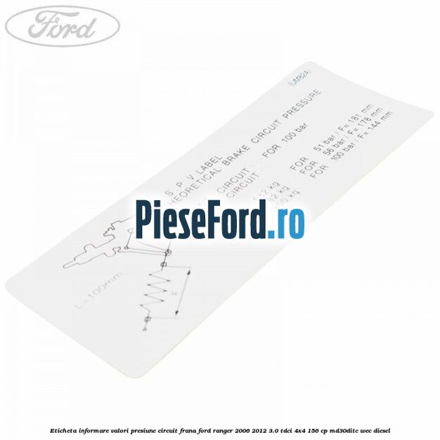 Eticheta informare valori presiune circuit frana Ford Ranger 2006-2012 3.0 TDCi 4x4 156 cp Eticheta informare valori presiune circuit frana Ford Ranger 2006-2012 3.0 TDCi 4x4 156 cp MD30DITC, WEC diesel