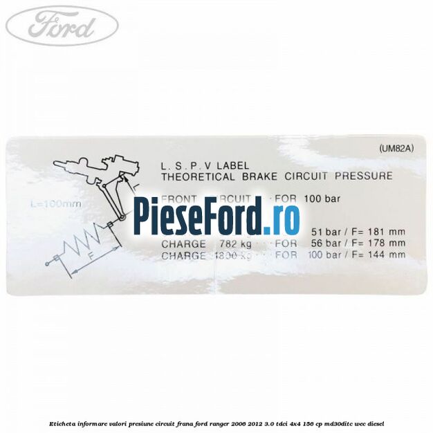 Eticheta informare valori presiune circuit frana Ford Ranger 2006-2012 3.0 TDCi 4x4 156 cp Eticheta informare valori presiune circuit frana Ford Ranger 2006-2012 3.0 TDCi 4x4 156 cp MD30DITC, WEC diesel