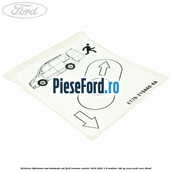 Eticheta informare van balamale usi Ford Tourneo Courier 2019-2023 1.5 EcoBlue 100 cp XXCA, XXCB, XXCC diesel