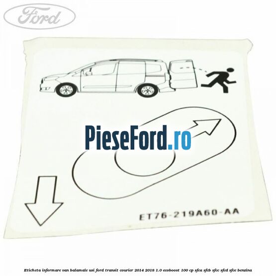 Eticheta informare van balamale usi Ford Transit Courier 2014-2018 1.0 EcoBoost 100 cp SFCA, SFCB, SFCC, SFCD, SFCE benzina