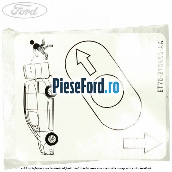 Eticheta informare van balamale usi Ford Transit Courier 2019-2023 1.5 EcoBlue 100 cp XXCA, XXCB, XXCC diesel