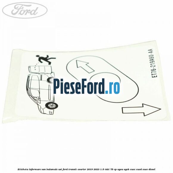 Eticheta informare van balamale usi Ford Transit Courier 2019-2023 1.5 TDCi 75 cp UGCA, UGCB, XUCC, XUCD, XUCE diesel