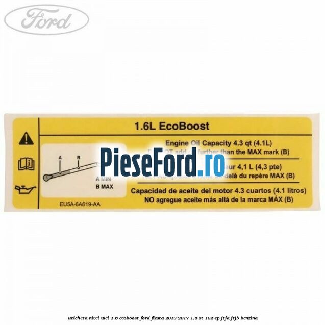 Eticheta nivel ulei 1.6 ecoboost Ford Fiesta 2013-2017 1.6 ST 182 cp JTJA, JTJB benzina