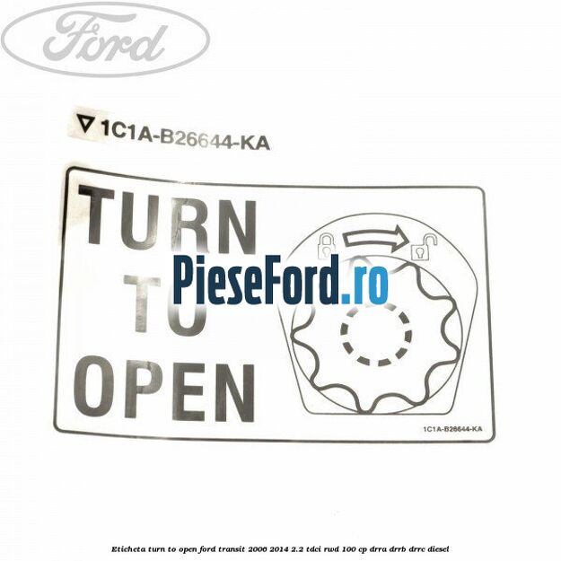 Eticheta Turn to open Ford Transit 2006-2014 2.2 TDCi RWD 100 cp DRRA, DRRB, DRRC diesel