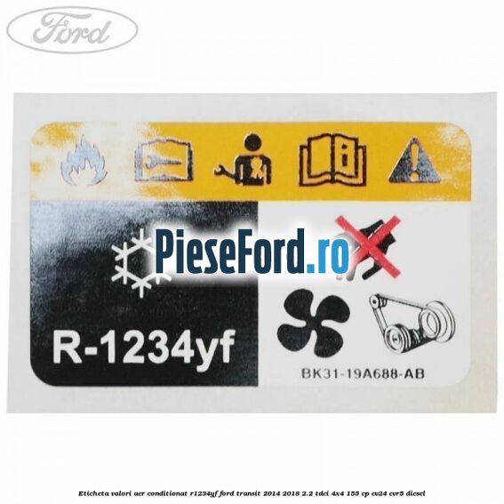 Eticheta valori aer conditionat R1234YF Ford Transit 2014-2018 2.2 TDCi 4x4 155 cp CV24, CVR5 diesel