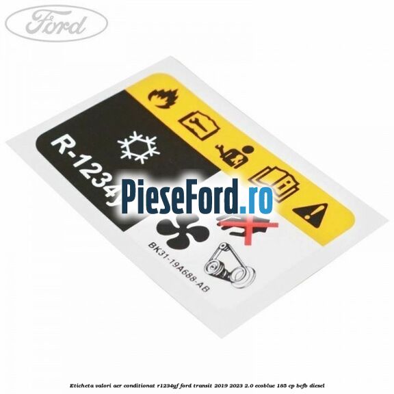 Eticheta valori aer conditionat R1234YF Ford Transit 2019-2023 2.0 EcoBlue 185 cp Eticheta valori aer conditionat R1234YF Ford Transit 2019-2023 2.0 EcoBlue 185 cp BCFB diesel