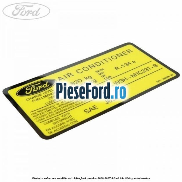 Eticheta valori aer conditionat R134A Ford Mondeo 2000-2007 3.0 V6 24V 204 cp REBA benzina