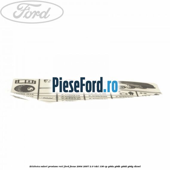 Eticheta valori presiune roti Ford Focus 2004-2007 2.0 TDCi 136 cp G6DA, G6DB, G6DD, G6DG diesel