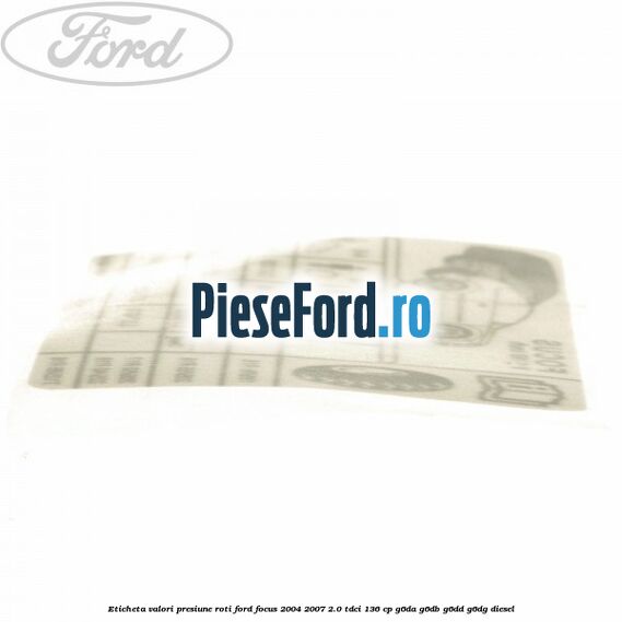Eticheta valori presiune roti Ford Focus 2004-2007 2.0 TDCi 136 cp G6DA, G6DB, G6DD, G6DG diesel