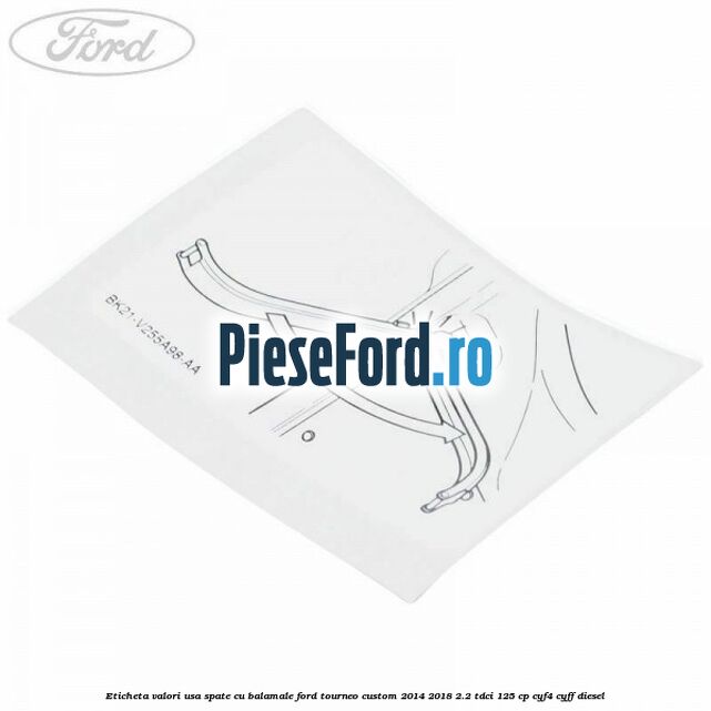 Eticheta valori usa spate cu balamale Ford Tourneo Custom 2014-2018 2.2 TDCi 125 cp CYF4, CYFF diesel