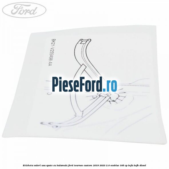 Eticheta valori usa spate cu balamale Ford Tourneo Custom 2019-2023 2.0 EcoBlue 185 cp BCFA, BCFB diesel