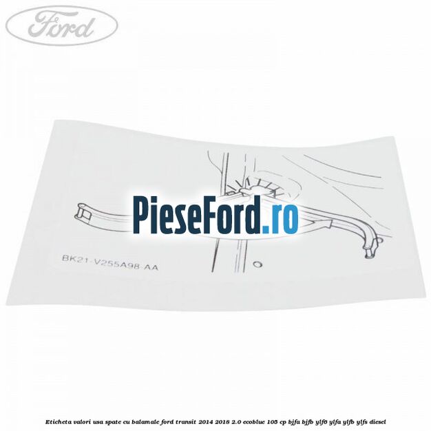 Eticheta valori usa spate cu balamale Ford Transit 2014-2018 2.0 EcoBlue 105 cp BJFA, BJFB, YLF6, YLFA, YLFB, YLFS diesel