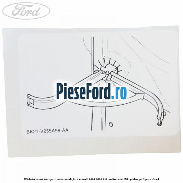 Eticheta valori usa spate cu balamale Ford Transit 2014-2018 2.0 EcoBlue 4x4 170 cp BLRA, YNR6, YNRA diesel