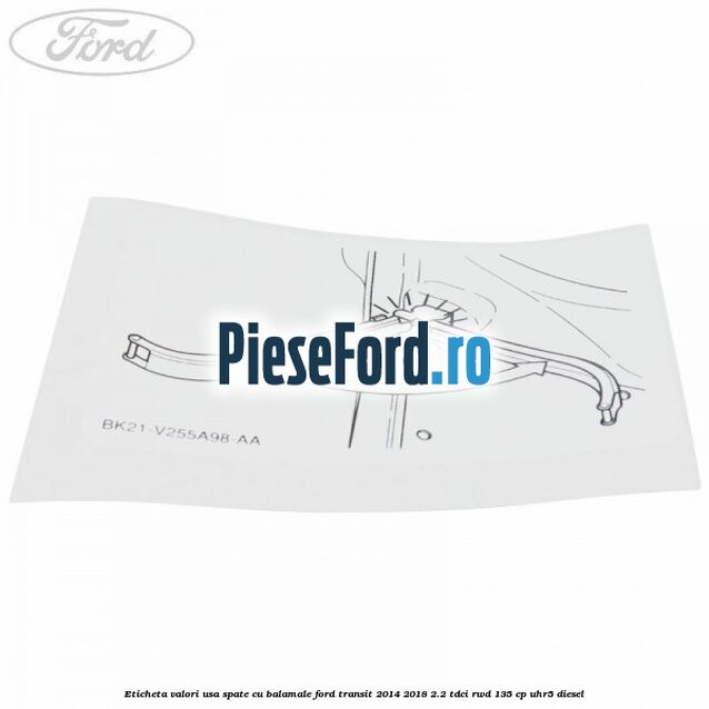 Eticheta valori usa spate cu balamale Ford Transit 2014-2018 2.2 TDCi RWD 135 cp Eticheta valori usa spate cu balamale Ford Transit 2014-2018 2.2 TDCi RWD 135 cp UHR5 diesel