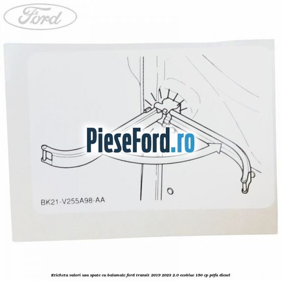 Eticheta valori usa spate cu balamale Ford Transit 2019-2023 2.0 EcoBlue 150 cp P0FA diesel