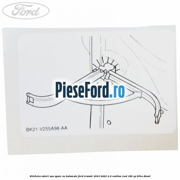 Eticheta valori usa spate cu balamale Ford Transit 2019-2023 2.0 EcoBlue RWD 165 cp BLHA diesel