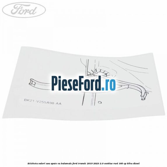 Eticheta valori usa spate cu balamale Ford Transit 2019-2023 2.0 EcoBlue RWD 165 cp BLHA diesel