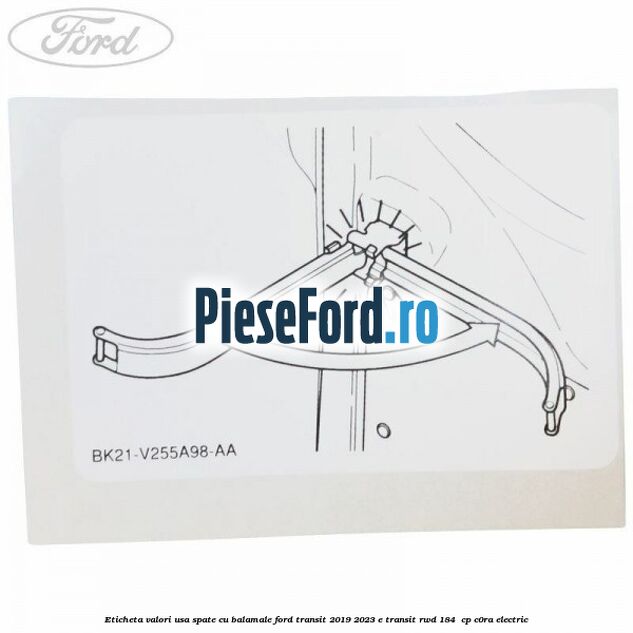 Eticheta valori usa spate cu balamale Ford Transit 2019-2023 E-TRANSIT RWD 184  cp C0RA electric