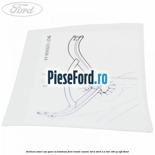 Eticheta valori usa spate cu balamale Ford Transit Custom 2014-2018 2.2 TDCi 155 cp CVFF diesel