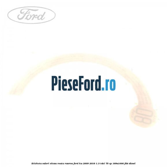 Eticheta valori viteza roata rezerva Ford Ka 2009-2016 1.3 TDCi 75 cp 169A1000, FD4 diesel