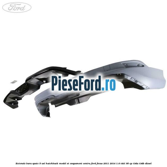Extensie bara spate 5 usi hatchback, model ST esapament centru Ford Focus 2011-2014 1.6 TDCi 95 cp T3DA, T3DB diesel