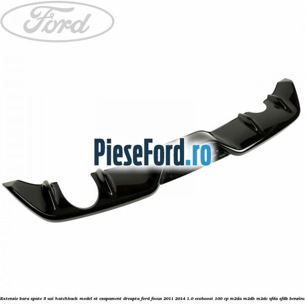 Extensie bara spate 5 usi hatchback, model ST esapament dreapta Ford Focus 2011-2014 1.0 EcoBoost 100 cp M2DA, M2DB, M2DC, SFDA, SFDB benzina