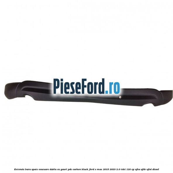 Extensie bara spate evacuare dubla cu gauri PDC carbon black Ford S-Max 2015-2023 2.0 TDCi 120 cp UFCA, UFCB, UFCD diesel
