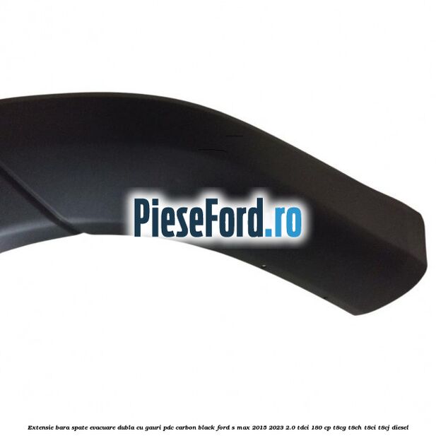 Extensie bara spate evacuare dubla cu gauri PDC carbon black Ford S-Max 2015-2023 2.0 TDCi 180 cp T8CG, T8CH, T8CI, T8CJ diesel