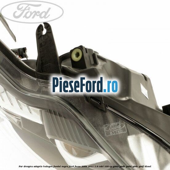 Far dreapta adaptiv halogen fundal negru Ford Focus 2008-2011 1.6 TDCi 109 cp G8DA, G8DB, G8DD, G8DE, G8DF diesel