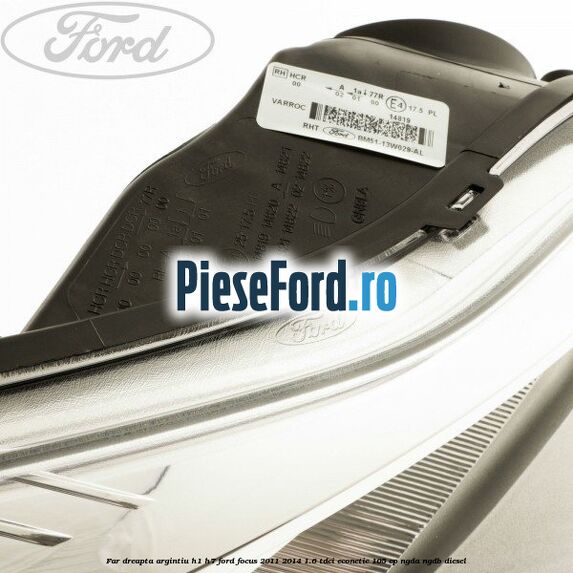 Far dreapta argintiu H1/H7 Ford Focus 2011-2014 1.6 TDCi ECOnetic 105 cp NGDA, NGDB diesel